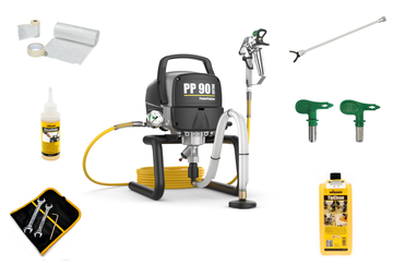 PowerPainter 90 Extra skid + Düsenverlängerung 50cm + Düse 519 + TipClean + 3x Abklebe-Set
