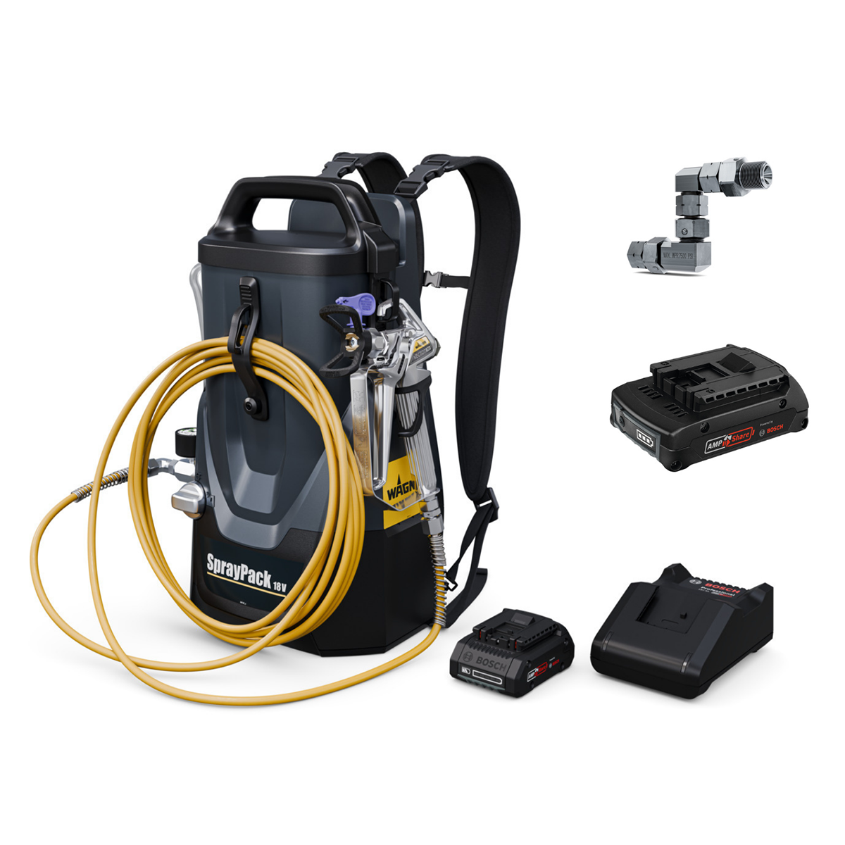 SprayPack 18V Kit + 2.0 Ah Bosch AmpShare Akku + FlexTwist Z